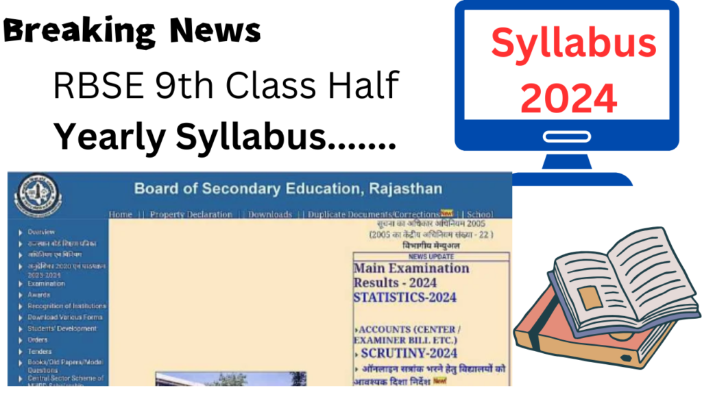 RBSE 9th Class Half Yearly Syllabus 2024-25 Pdf 